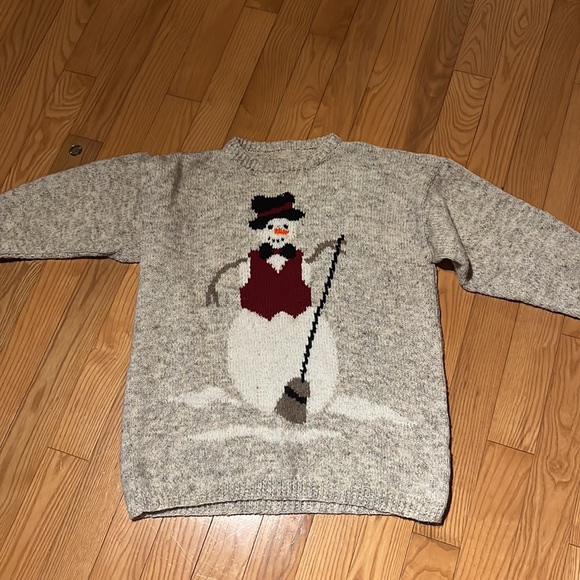 Handmade Knitted Snowman Sweater wool blend XL 1X - Picture 7 of 8